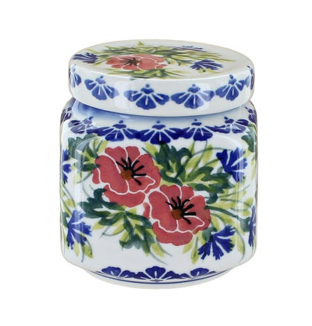 WR Unikat Cherry Red Bouquet Counter Storage — Polish Pottery