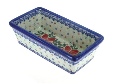 Vena Poinsettia Loaf Baker — Polish Pottery