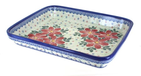 Vena Poinsettia Medium Bakeware — Polish Pottery