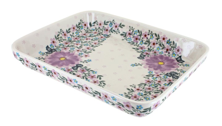 Vena Lilac Garden Medium Bakeware — Polish Pottery