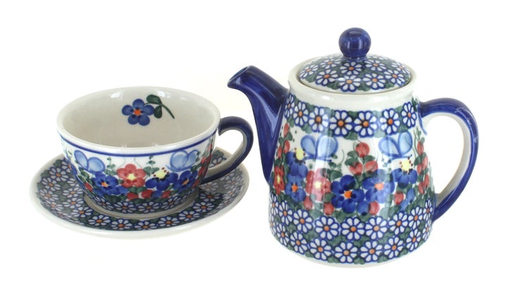 Vena Garden Butterfly Teapot — Polish Pottery