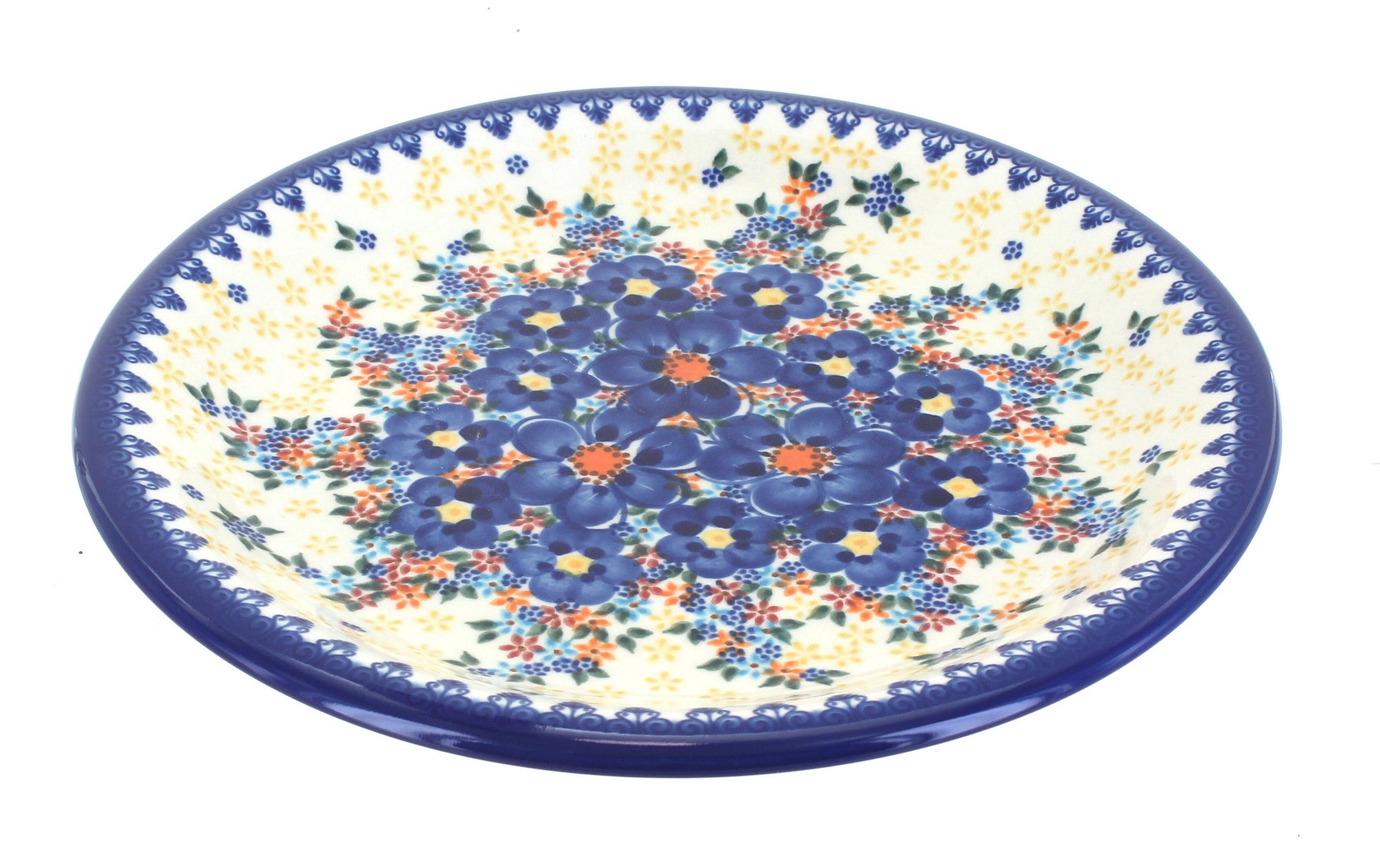 Vena Blue Dahlia Dining Plates & Bowls — Polish Pottery