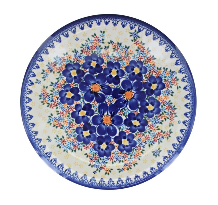 Vena Blue Dahlia Dining Plates & Bowls — Polish Pottery