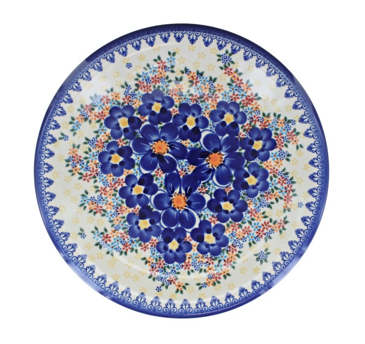 Detail image of Vena Blue Dahlia Dining Plates & Bowls — Polish Pottery