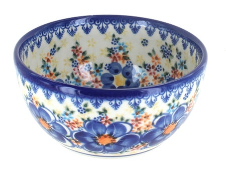 Vena Blue Dahlia Dining Plates & Bowls — Polish Pottery