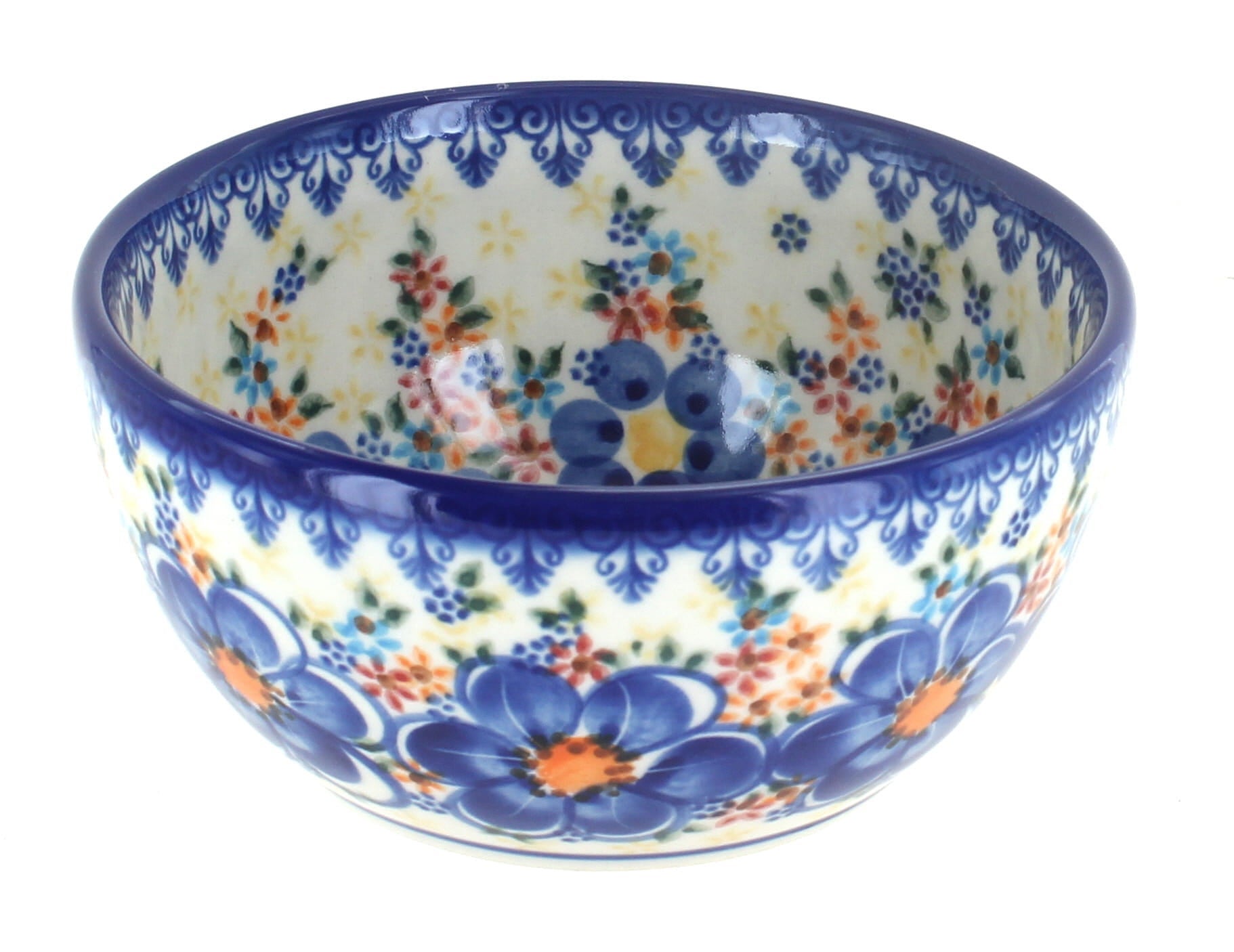 Vena Blue Dahlia Dining Plates & Bowls — Polish Pottery