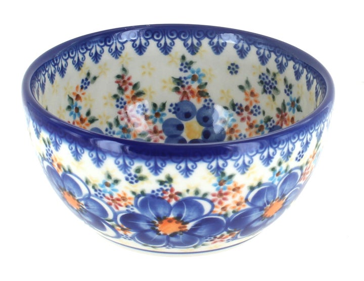 Vena Blue Dahlia Dining Plates & Bowls — Polish Pottery