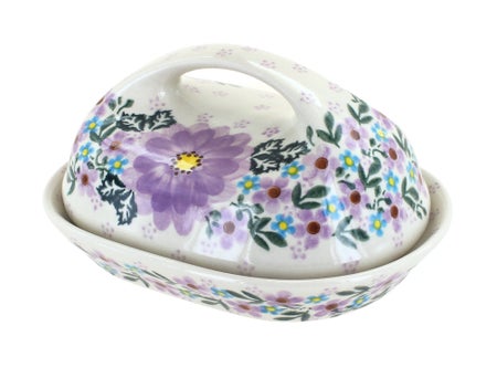 Vena Lilac Garden Butter Dish — Polish Pottery