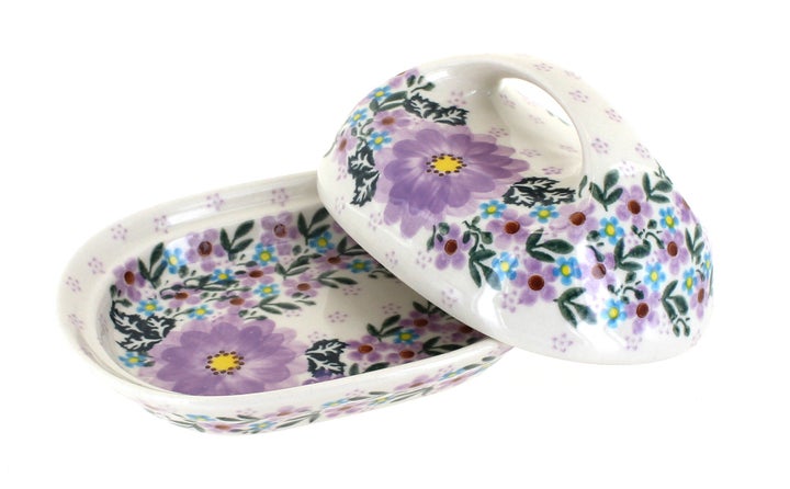 Vena Lilac Garden Butter Dish — Polish Pottery