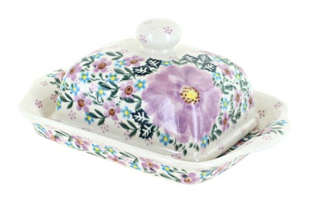 Vena Lilac Garden Butter Dish — Polish Pottery