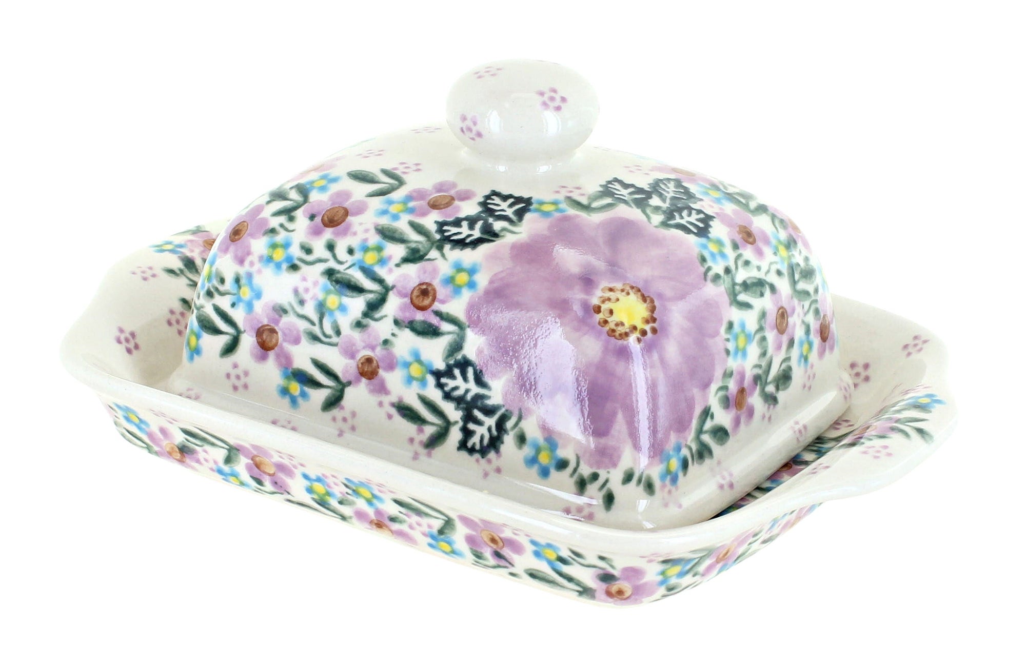 Vena Lilac Garden Butter Dish — Polish Pottery