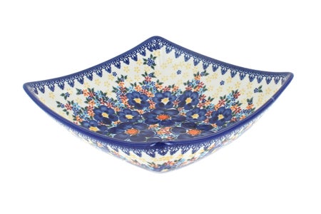 Vena Blue Dahlia Medium Serving Piece — Polish Pottery