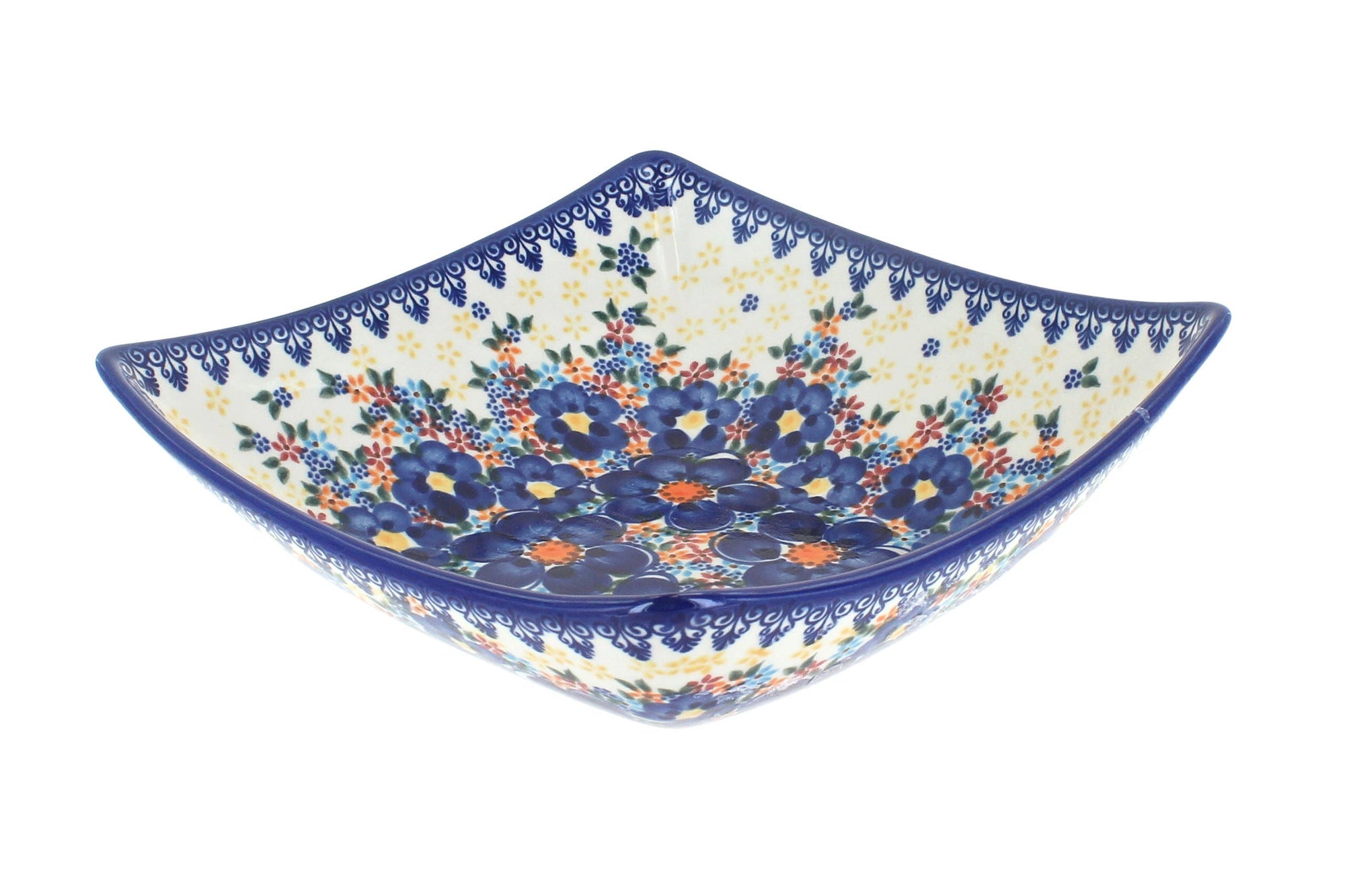 Vena Blue Dahlia Medium Serving Piece — Polish Pottery
