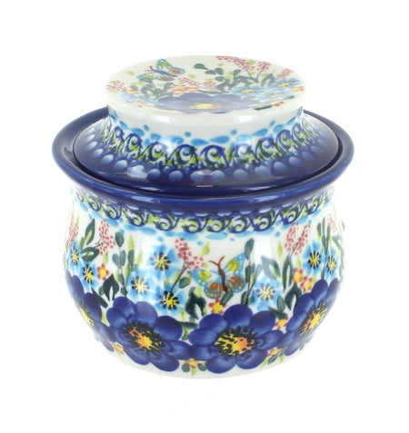 Vena Garden of Blue Butter Dish — Polish Pottery