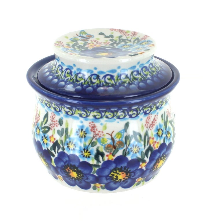 Vena Garden of Blue Butter Dish — Polish Pottery