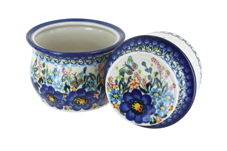 Detail image of Vena Garden of Blue Butter Dish — Polish Pottery
