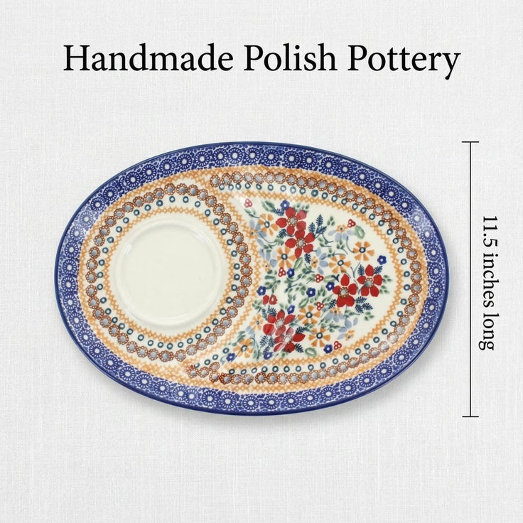 Detail image of Manufaktura Red Daisy Dining Plates & Bowls — Polish Pottery