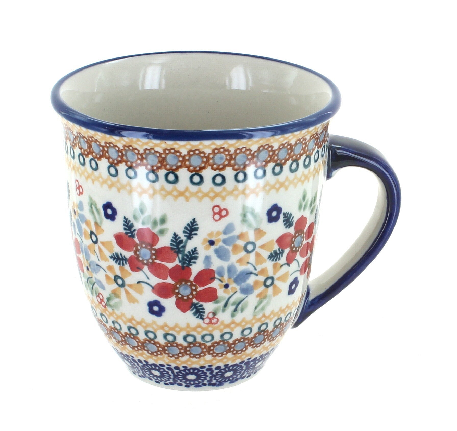 Manufaktura Red Daisy Mug — Polish Pottery