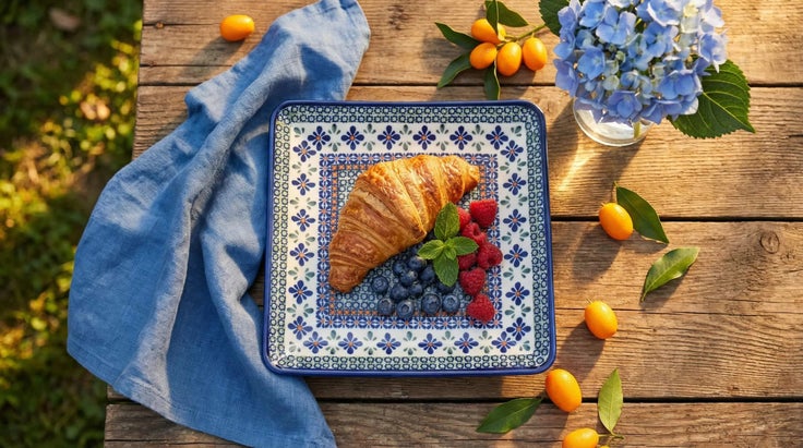 Detail image of Zaklady Mosaic Flower Dining Plates & Bowls — Polish Pottery