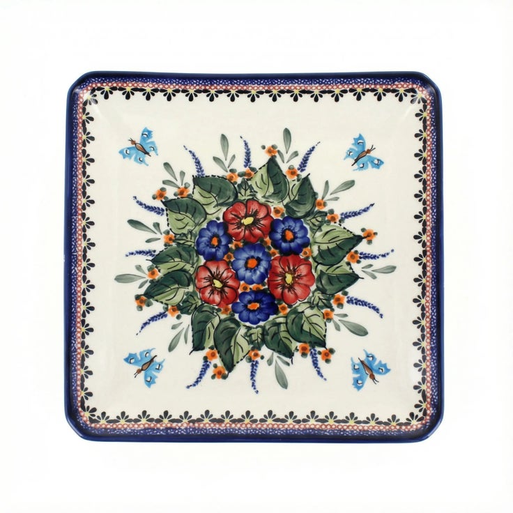 Detail image of Zaklady Floral Butterfly Dining Plates & Bowls — Polish Pottery