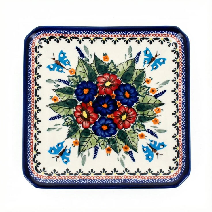 Detail image of Zaklady Floral Butterfly Dining Plates & Bowls — Polish Pottery