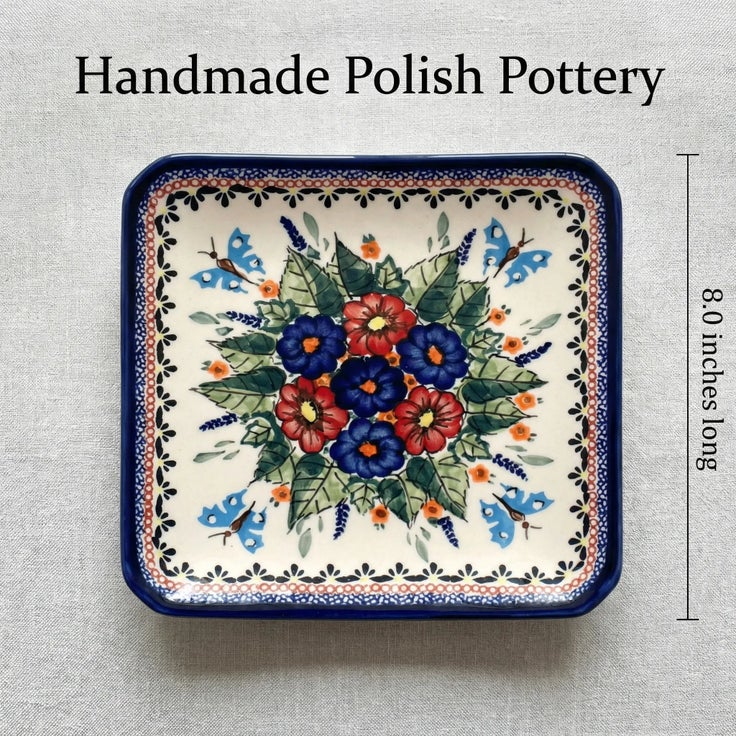 Detail image of Zaklady Floral Butterfly Dining Plates & Bowls — Polish Pottery