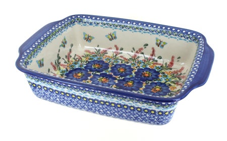 Vena Garden of Blue Medium Bakeware — Polish Pottery