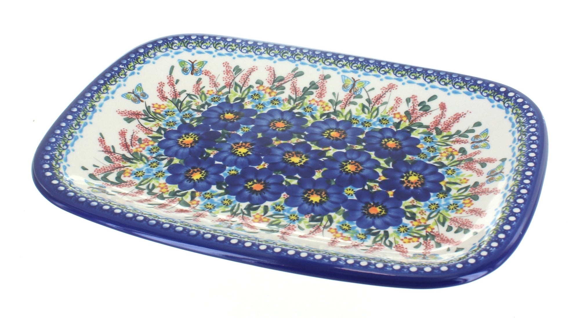 Vena Garden of Blue Large Serving Piece — Polish Pottery