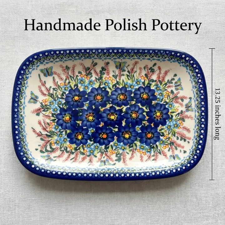 Vena Garden of Blue Large Serving Piece — Polish Pottery