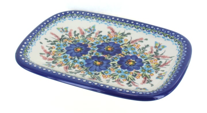 Vena Garden of Blue Medium Serving Piece — Polish Pottery