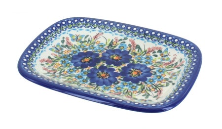Vena Garden of Blue Small Serving Piece — Polish Pottery