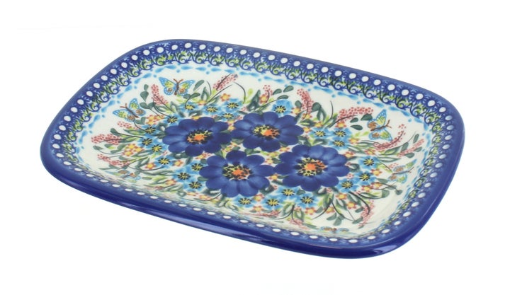 Vena Garden of Blue Small Serving Piece — Polish Pottery