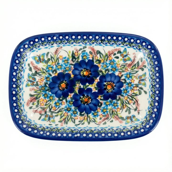Vena Garden of Blue Small Serving Piece — Polish Pottery