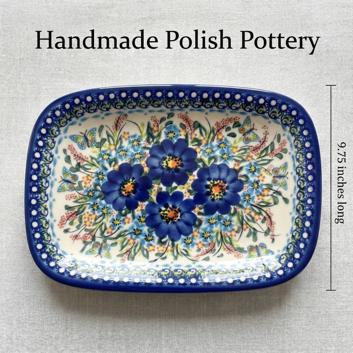 Vena Garden of Blue Small Serving Piece — Polish Pottery