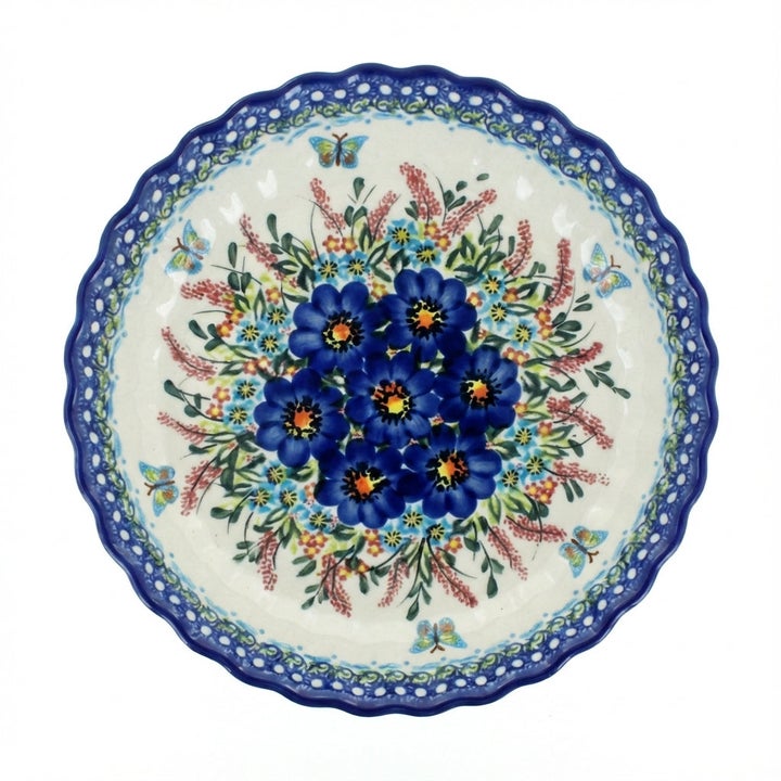 Vena Garden of Blue Pie Plate — Polish Pottery