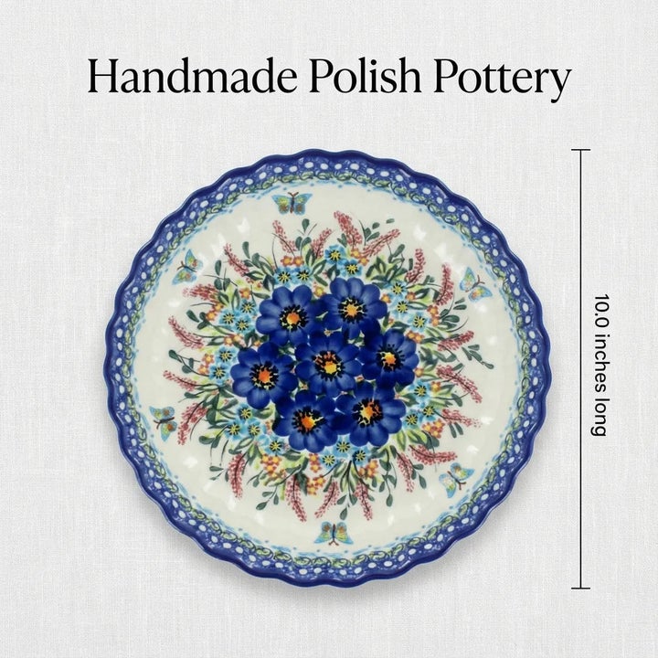 Vena Garden of Blue Pie Plate — Polish Pottery