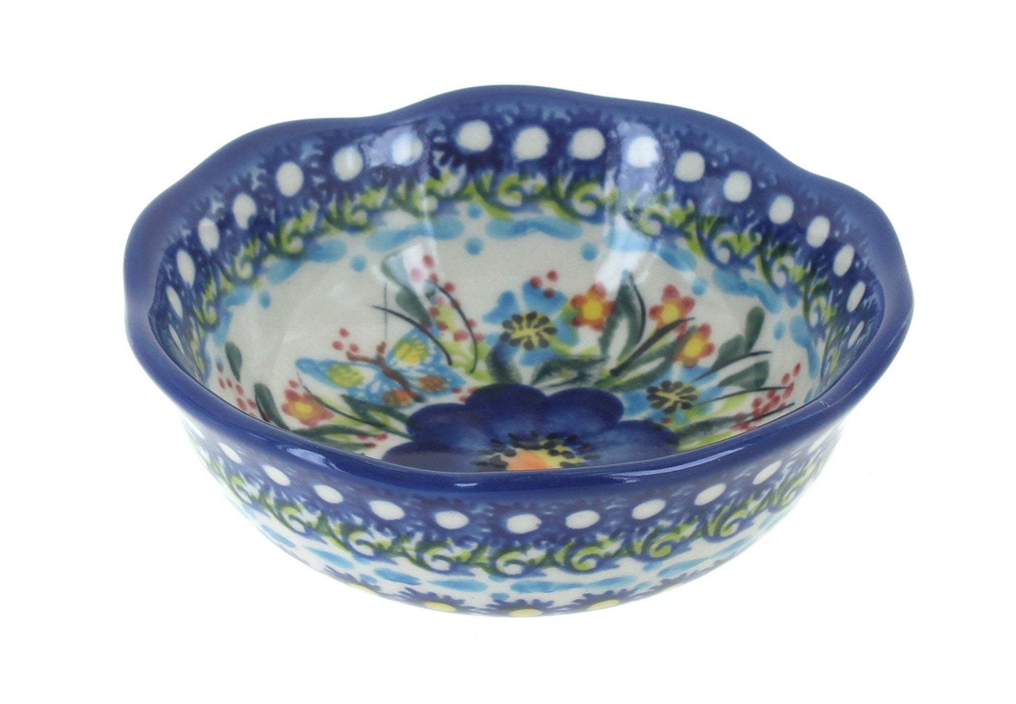 Vena Garden of Blue Petite Bowl/Dish — Polish Pottery