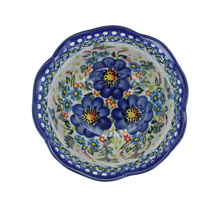 Vena Garden of Blue Petite Bowl/Dish — Polish Pottery