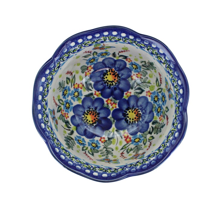 Detail image of Vena Garden of Blue Petite Bowl/Dish — Polish Pottery