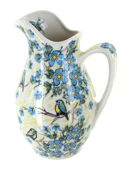 Vena Bluebird Garden Pitcher — Polish Pottery