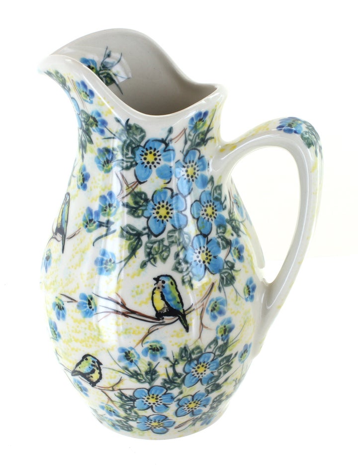 Vena Bluebird Garden Pitcher — Polish Pottery