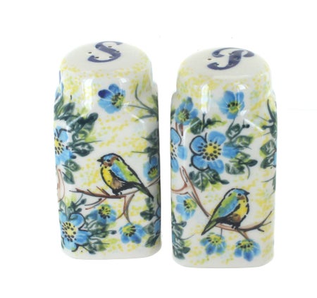 Vena Bluebird Garden Salt & Pepper Shaker — Polish Pottery