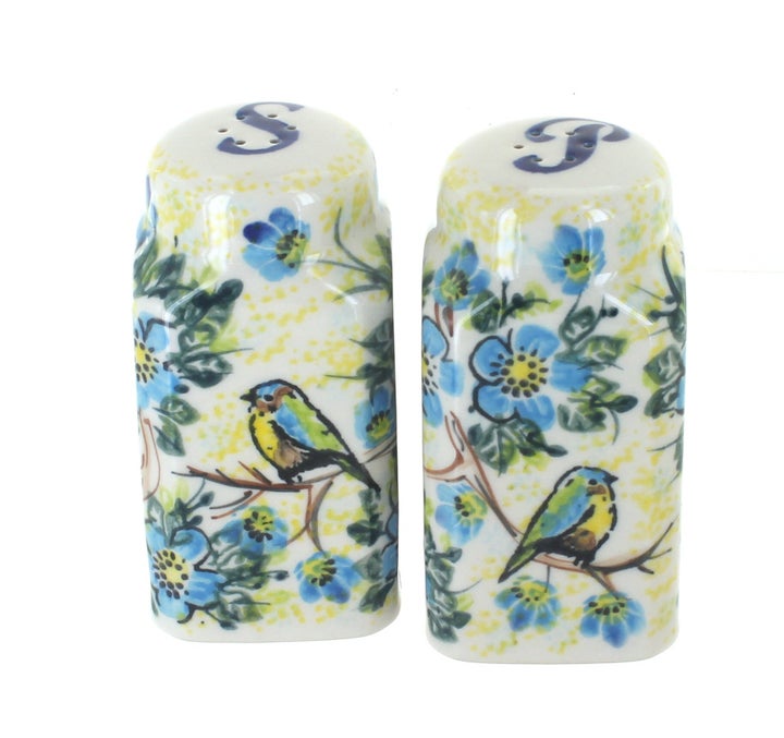 Vena Bluebird Garden Salt & Pepper Shaker — Polish Pottery