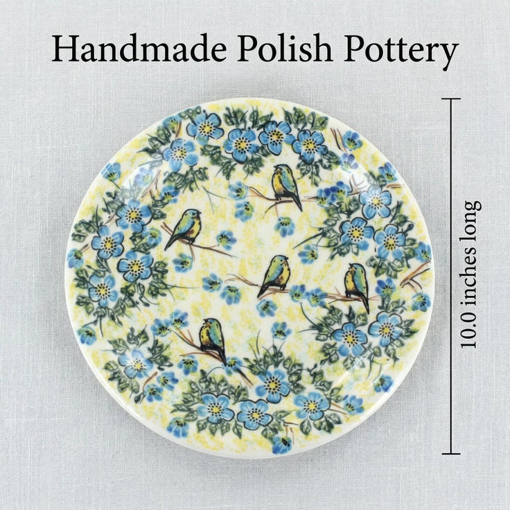 Detail image of Vena Bluebird Garden Dining Plates & Bowls — Polish Pottery