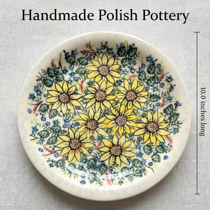 Detail image of Vena Sunflower Maze Dining Plates & Bowls — Polish Pottery