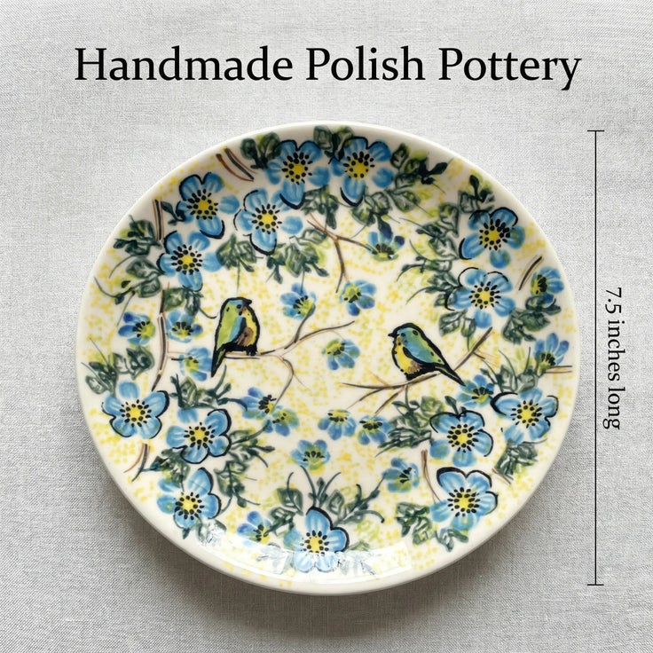 Detail image of Vena Bluebird Garden Dining Plates & Bowls — Polish Pottery
