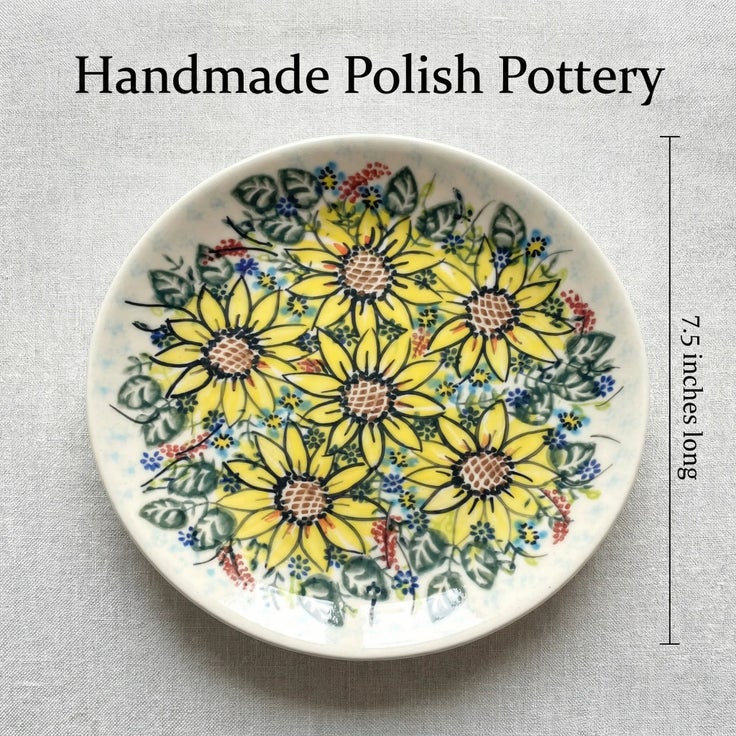 Detail image of Vena Sunflower Maze Dining Plates & Bowls — Polish Pottery