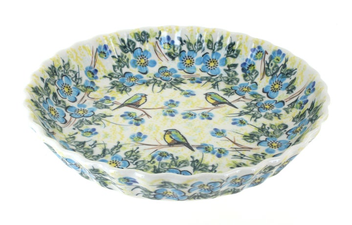 Vena Bluebird Garden Pie Plate — Polish Pottery