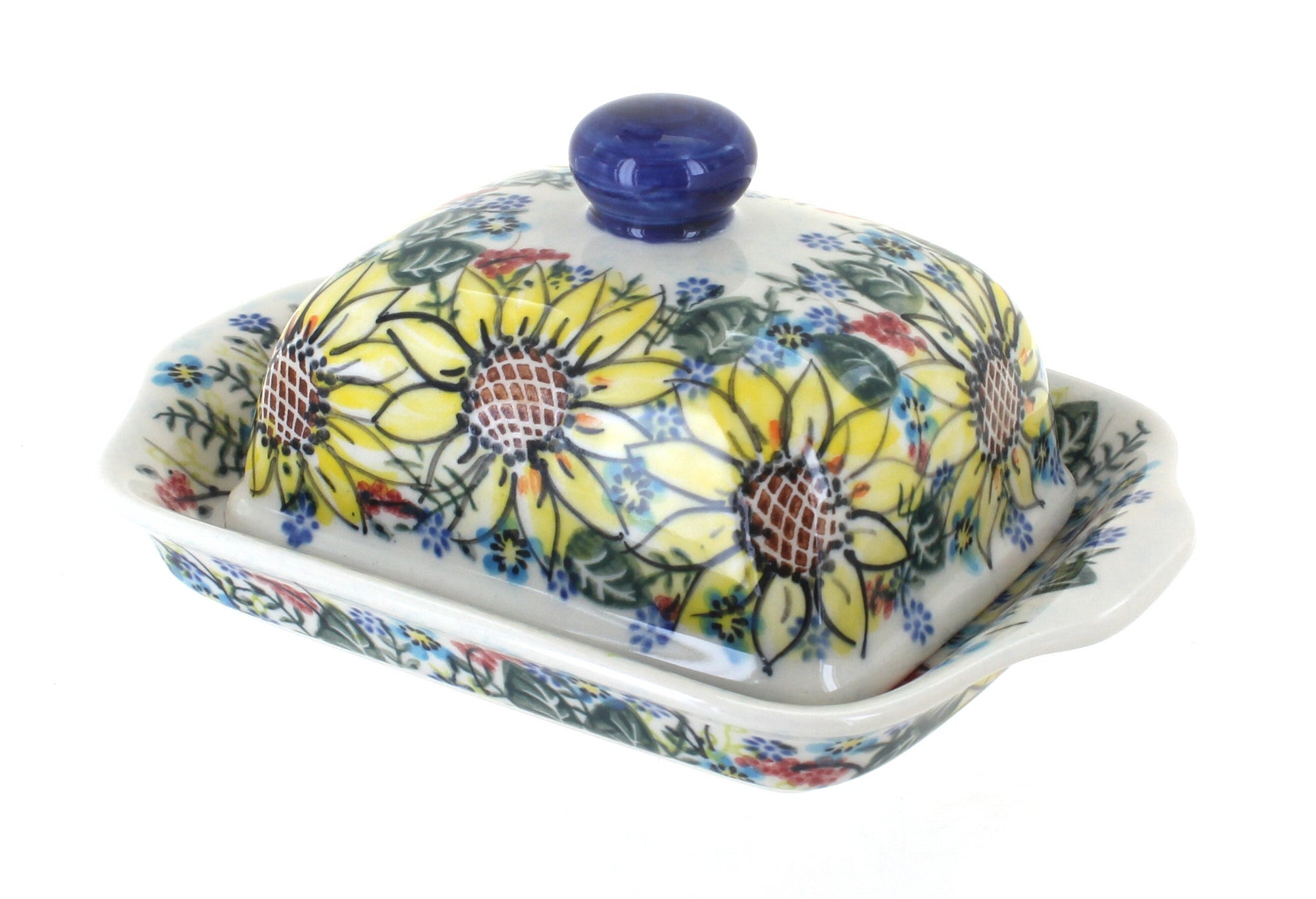 Vena Sunflower Maze Butter Dish — Polish Pottery
