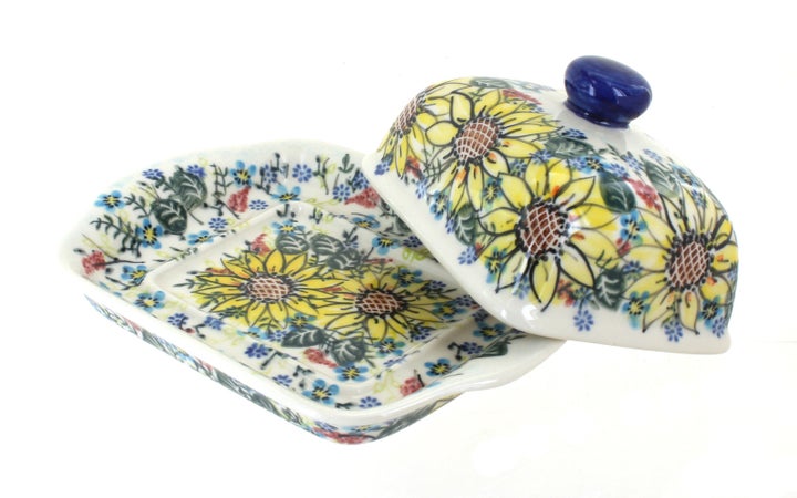 Vena Sunflower Maze Butter Dish — Polish Pottery